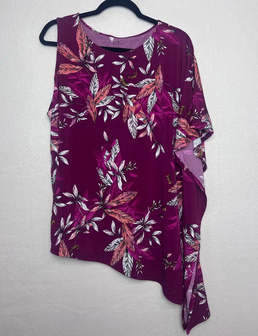 Worthington Women's Multicolor Floral Asymmetrical Blouse Top Size XL NWT